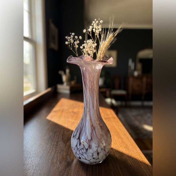 Vintage Purple and White Glass Vase - Picture 2 of 10